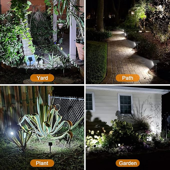 LANSOW Solar Spot Lights Outdoor, [2 Pack/76 LED] 2-in-1 Solar Landscape Spotlights, 3 Modes IP65 Waterproof Dusk to Dawn Solar Powered Flood Wall Lights for Outside Yard Garden Path(Cool White)