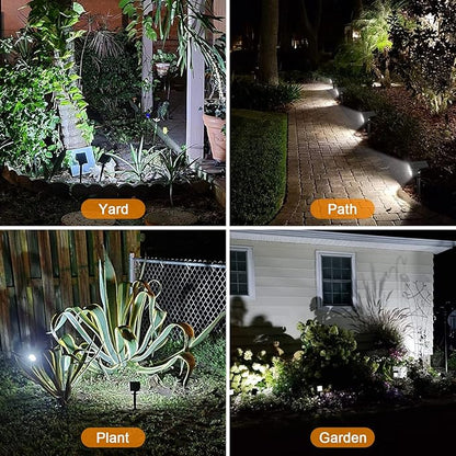 LANSOW Solar Spot Lights Outdoor, [2 Pack/76 LED] 2-in-1 Solar Landscape Spotlights, 3 Modes IP65 Waterproof Dusk to Dawn Solar Powered Flood Wall Lights for Outside Yard Garden Path(Cool White)