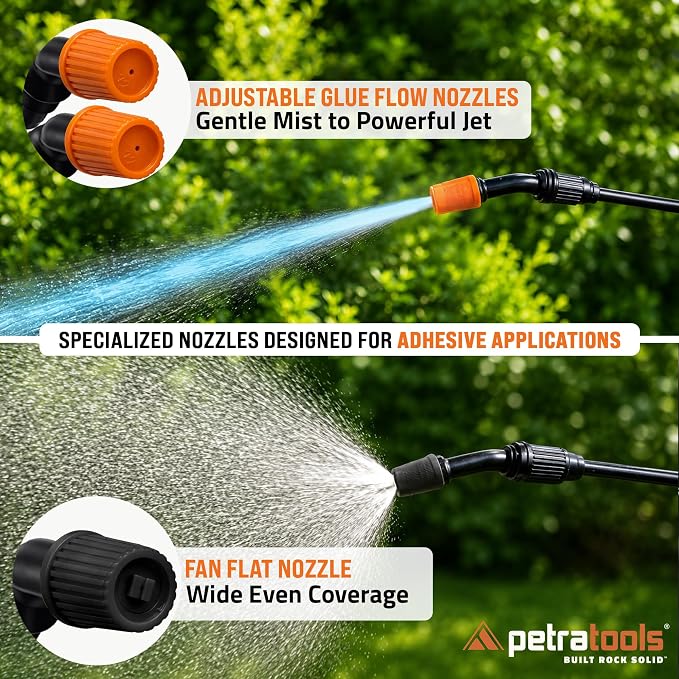 PetraTools LOCKSCAPE Mulch Glue Sprayer 1 Gal - Standard Kit (HD101) | Pump sprayer for mulch glue, rock glue, landscape adhesive, fertilizer, weed killer and lawn and garden chemicals