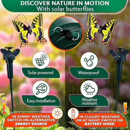 3 Pcs Butterfly Garden Stakes that Move Like Real Butterflies – Colorful Flying Butterflies for Centerpieces - Waterproof Outdoor Fluttering Motion Garden Decor for Flower Pots, Yard & Patio Lawn