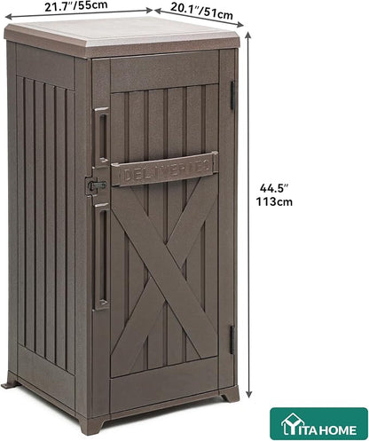 YITAHOME 60 Gallon Large Package Delivery and Storage Box | Double-Wall Resin Outdoor Package Delivery and Waterproof Deck Box for Porch, Curbside, 8.5 Cubic feet, Brown