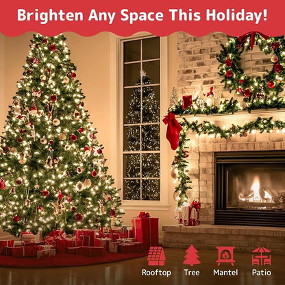 PREXTEX 100-Count Ultra Bright Christmas Lights - 20 ft Clear StringLights on White Wire - Incandescent Xmas TreeLights for Indoor and Outdoor Decorations (Pack of 2)