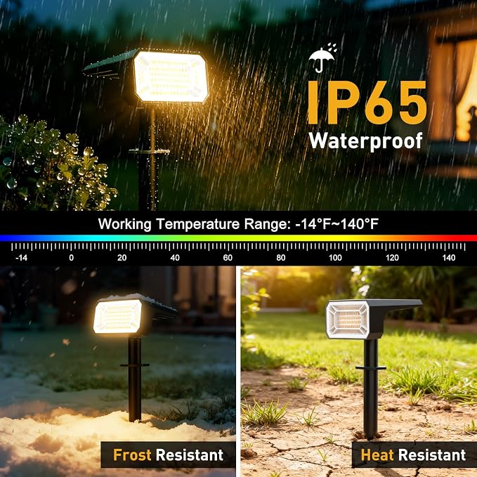 Solar Spot Lights Outdoor, 12 Pack Solar Landscape Lights with 100 LEDs Each, 4 Lighting Modes, IP65 Waterproof, 2-in-1 Adjustable Solar Spotlights for Yard Garden Pathway Driveway(Warm White)