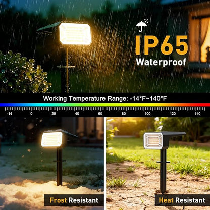 Solar Spot Lights Outdoor, 12 Pack Solar Landscape Lights with 100 LEDs Each, 4 Lighting Modes, IP65 Waterproof, 2-in-1 Adjustable Solar Spotlights for Yard Garden Pathway Driveway(Warm White)