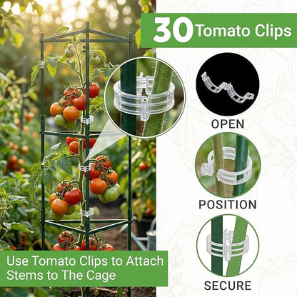 Tomato Cage - Large Trellis Stakes and Plant Support Structures for Vegetables and Climbing Plants - Tall Tomato Cages for Garden, Pots, Raised Garden Bed Outdoor Supplies (6 Pack - Up to 48")