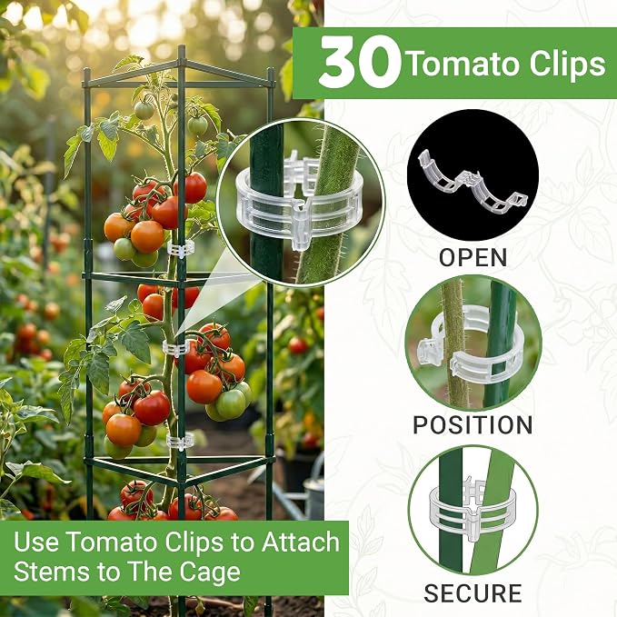 Tomato Cage - Large Trellis Stakes and Plant Support Structures for Vegetables and Climbing Plants - Tall Tomato Cages for Garden, Pots, Raised Garden Bed Outdoor Supplies (3 Pack - Up to 48")