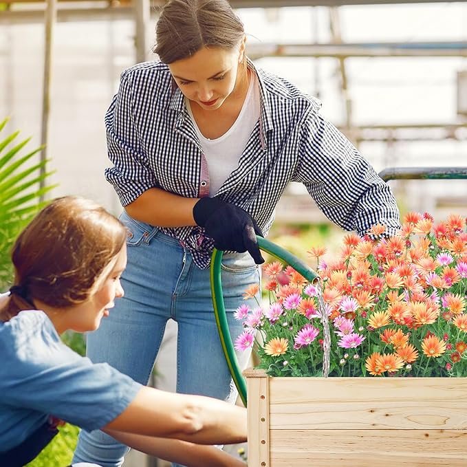 4 FT Outdoor Wooden Raised Garden Bed, Elevated Large Planter Box with Legs for Vegetable/Flower, Standing Growing Bed for Gardening/Backyard/Patio/Balcony, Natural