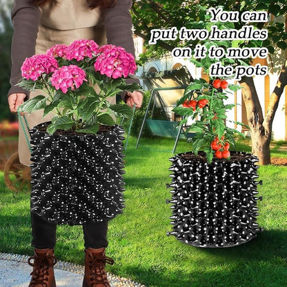 RooTrimmer 5 Gallon Air Pruning Containers, Roots Control Planter New Plastic Nursery Pots Fruit Vegetable Orchard Garden Self-Planting Pots, Size 12"x12", Black, (10P)