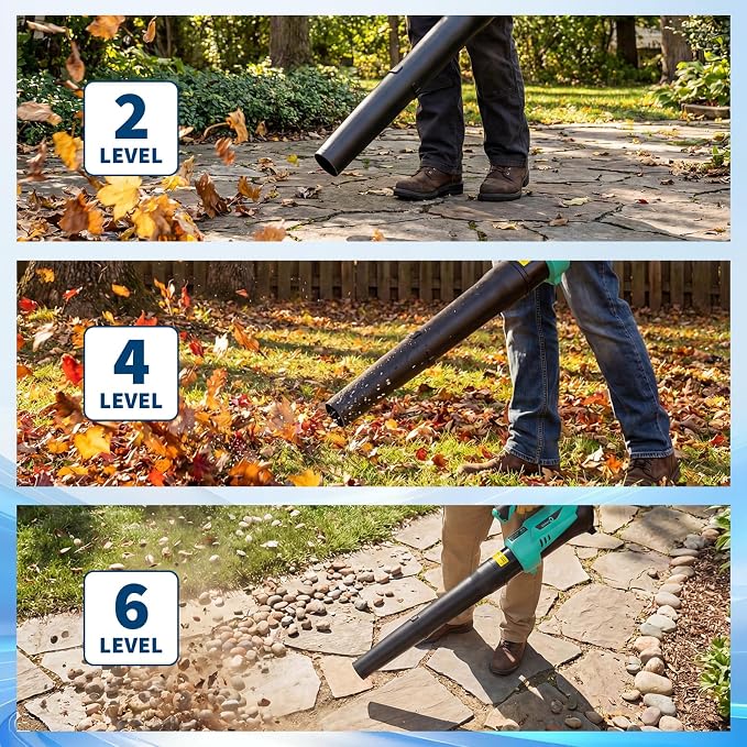 GarveeTech Cordless Leaf Blower - 550CFM & 150MPH, Electric Leaf Blower 2 * 2.0Ah Battery, 20V Blowers Cordless, Lightweight Battery Blowers for Lawn, Patio, Yard, Garden, Outdoor