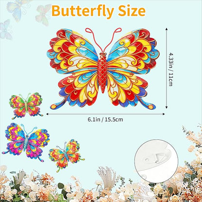 Junware 4 Pieces Metal Butterfly Wall Art Decor - 6.2" Outdoor Fence Wall Sculpture Decor, Hanging Decoration for Garden Yard Living Room Bedroom Patio Balcony, Nice Gift for Mom Friend
