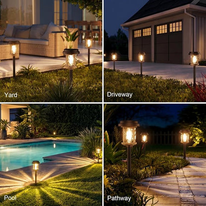 XMCOSY+ Solar Pathway Lights, Solar Lights Outdoor Waterproof IP65, 20 LM Bright Glass Outside Light for Garden Path Yard Walkway Driveway (‎Black & Brown)