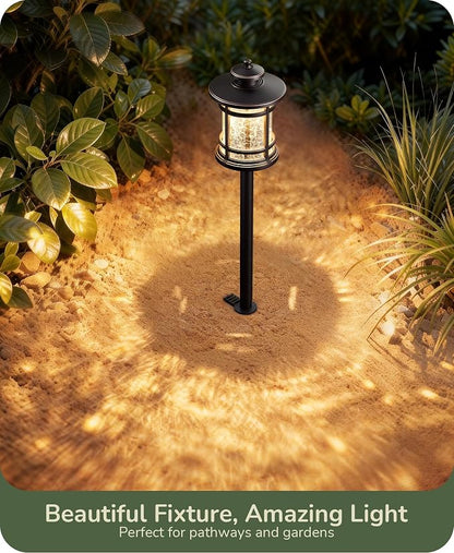 EDISHINE Low Voltage Landscape Lighting, 3.4W 155LM 12V 3000K Wired Pathway Lights, Outdoor Waterproof Electric Landscape Path Lights, 50,000H LED for Yard, Garden, Driveway, 4 Pack