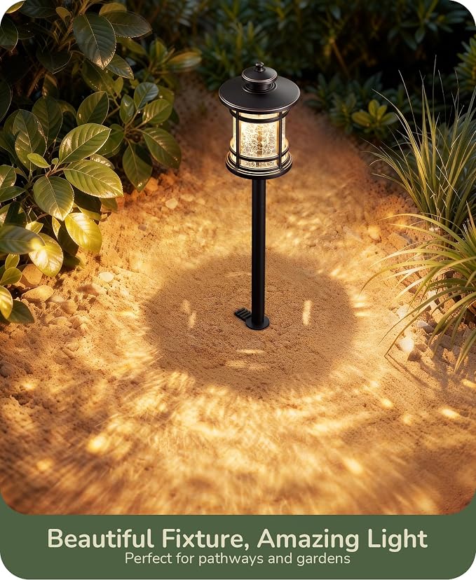 EDISHINE Low Voltage Landscape Lights, 3.4W 155LM 12V 3000K Landscape Path Lights, Outdoor Waterproof Landscaping Lights, 50,000H LED Pathway Light for Yard, Garden, Driveway, 6 Pack