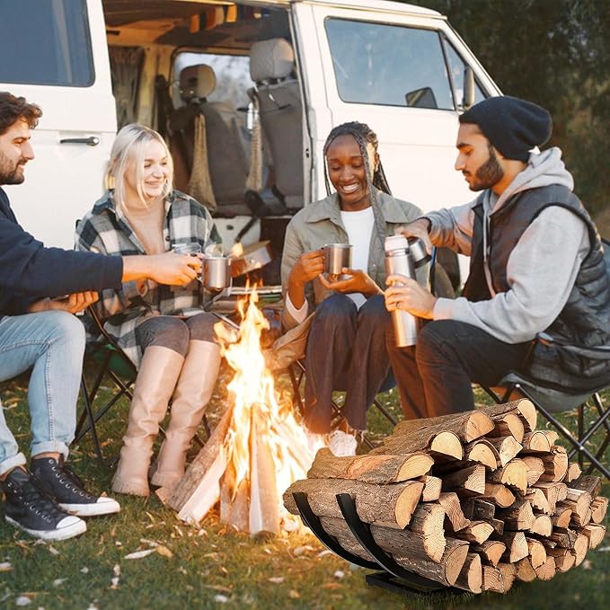 Heavy Duty Firewood Rack Outdoor: 22 Inch Logs Holder for Indoor Fireplace Metal Wood Storage Stacker Organizer, Rust-resistant Fire wood Rack for Backyard Patio Fire Pit