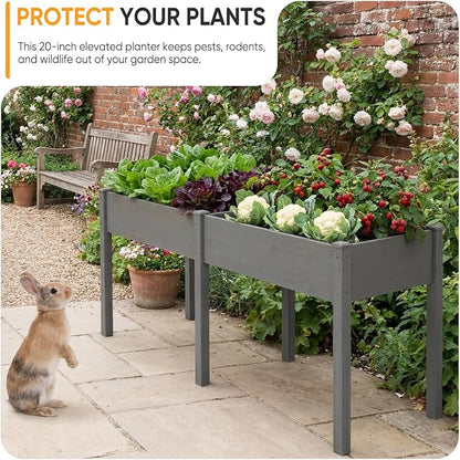 NEWBULIG Raised Garden Bed Wood 72x23x30in, Elevated Wood Planter Box Stand with Legs for Outdoors Balcony Backyard, Raised Garden Bed for Planting Herbs Flowers Vegetables, Grey