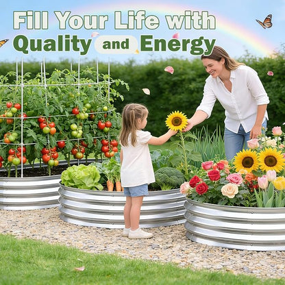 Galvanized Raised Garden Bed Outdoor, 8x2x1ft Metal Heavy Duty Planter Boxes for Gardening, Easy Assemble Small Oval Plant Container Kit for Vegetables, Flowers, Fruits, Silver, 1 Pack