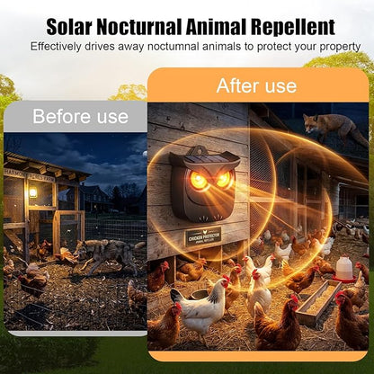 4 Pack Solar Owl Animal Repeller Outdoor for Raccoon, Deer & Squirrel Cat, Night-Only Breathing Mode Light Deterrent, Mini Hanging Predator Scare Device, Waterproof for Garden Yard Tree Shed