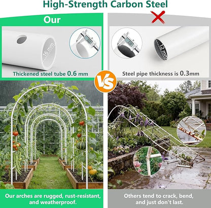 Thickened Rustproof Garden Arch Metal Trellis for Climbing Plants Outdoor, Wedding Arch Garden Arbor Frame Archway 4.9 x8.1 or 7.9 x6.7Ft Flower Arches for Bridal Party Decoration (White)