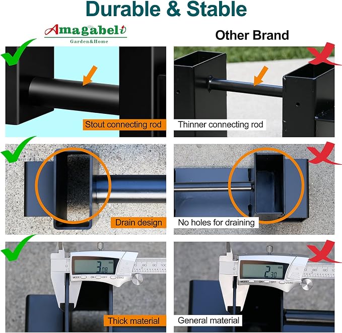 Amagabeli Set of 4 Pack Outdoor Firewood Log Storage Rack Bracket Kit Fireplace Wood Storage Holder Adjustable Length Log Stacking Stand Holder for Wood Burning Fire Pits Black