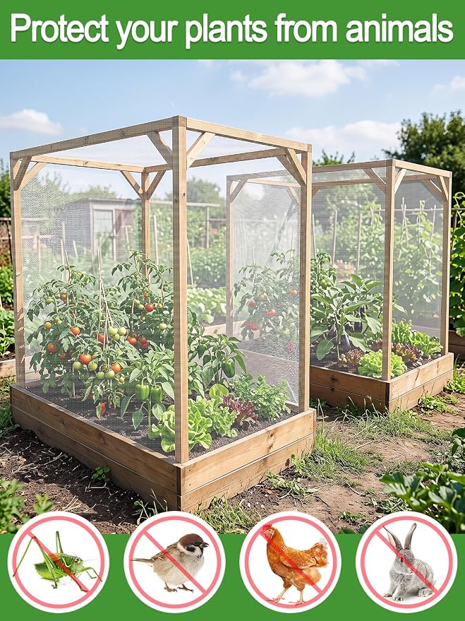 ANPHSIN Strong PP Nanocomposite Mosquito Net Garden Netting - 10 x 12ft Bird Insect Pest Mesh Barrier Screen for Patio, Balcony, Porch, Outdoor Raised Beds Protection (White)