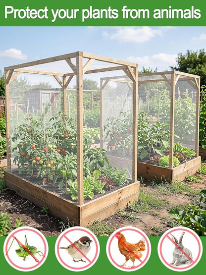 ANPHSIN Strong PP Nanocomposite Mosquito Net Garden Netting - 10 x 12ft Bird Insect Pest Mesh Barrier Screen for Patio, Balcony, Porch, Outdoor Raised Beds Protection (White)