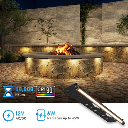 Teekuv 8 Pack 12 Inch LED Hardscape Lighting, 6W Retaining Wall Lights IP65 Waterproof Paver Lights, 12V AC/DC Low Voltage Outdoor Soft White 2700K Landscape Wall Lighting 50,000 Hours Lifespan