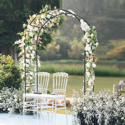 Garden Arch Trellis for Climbing Plants Outdoor - Height: 94.5", Length: 55", Sturdy Metal Garden Arbor with Rust-Proof Coating, Garden Arch for Wedding Decorations and Balloon Arch Stand