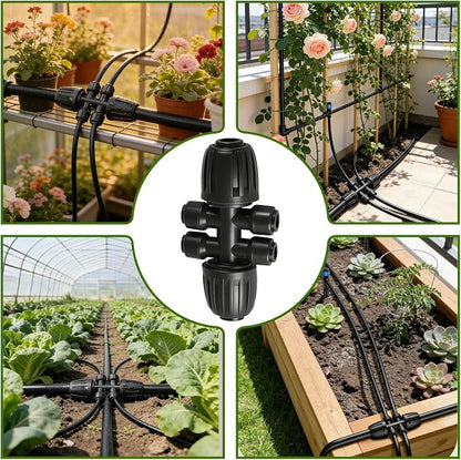 8 PCS 1/2" to 1/4" Drip Irrigation Tee Fittings,6 Way Barbed Tee 1/2 Inch to 1/4 Inch Quick Connect Irrigation Tubing Fittings,Anti-Leak Reducing Splitter Tee Connectors for Garden Irrigation System