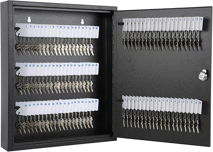KYODOLED Key Lock Box, Wall Mount 100 Key Cabinet, Black | Numbered Key Storage Organizer, Secure Lock Box, Includes Key Hooks & Labels, Home, Office & Property Use, 17.1 x 14 x 3.1 In