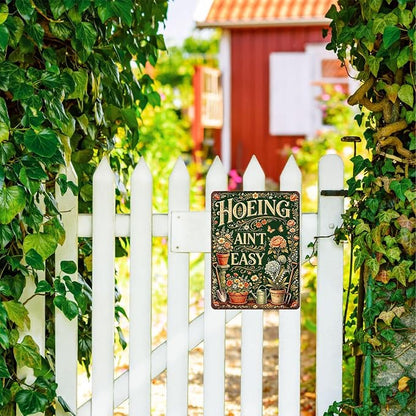 Gardening Gifts For Women Vintage Garden Decor For Outside Greenhouse Backyard Patio Yard Hoeing Ain't Easy Gardening Signs For Outside Metal Wall Decor Plant Lovers Gifts For Mom Wife Her Grandma