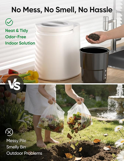 Electric Composter for Kitchen, LUBBYGIM 2.5L Smart Countertop Compost Bin