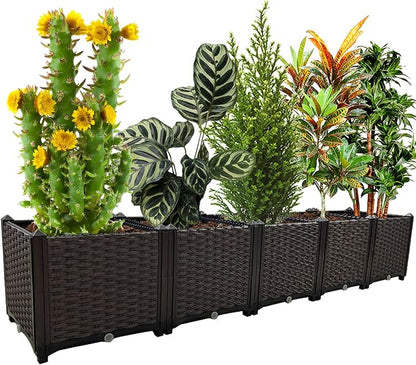 Large Planters for Outdoor Plants Rectangular Raised Garden Bed Elevated Planter Boxes Patio Balcony Deck for Planting Flowers, Vegetables, Tomatoes, and Herbs