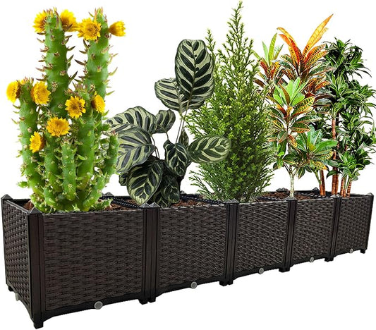 Large Planters for Outdoor Plants Rectangular Raised Garden Bed Elevated Planter Boxes Patio Balcony Deck for Planting Flowers, Vegetables, Tomatoes, and Herbs