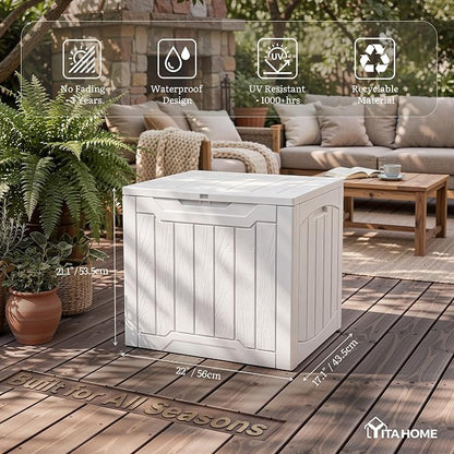 YITAHOME 31 Gallon Deck Boxes Set of 2 | Lockable Outdoor Storage Bins for Patio Cushions, Garden Tools, Weather-Resistant Resin Storage Solution, White