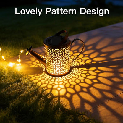 Ollny Solar Watering Can with Cascading Lights Outdoor Garden Decor, Father Day Gifts, Birthday Gifts for Women, IP65 Waterproof 2 Lighting Modes Hanging Lanterns for Yard Patio Lawn (Beehive)