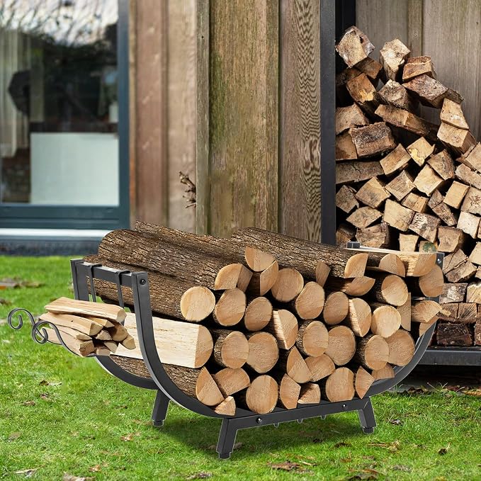 Kendane 30“ Firewood Rack Outdoor and Indoor, Compact Firewood log Storage & Holder, Stable Log Holder with Reinforced Steel Frame, Waterproof Rustproof Wood Pile Storage Rack for Fireplaces/Camping.