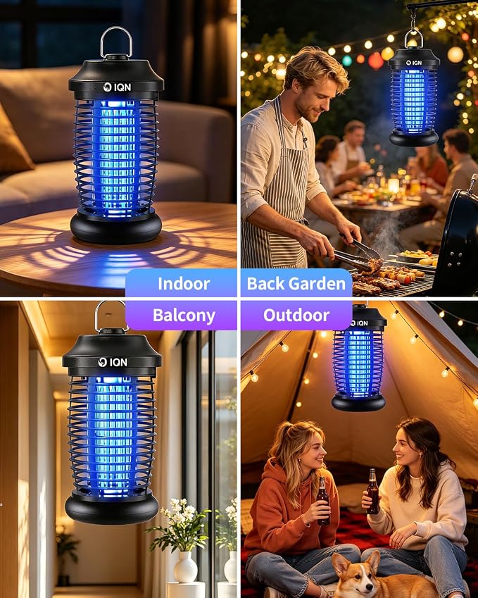 Bug Zapper Outdoor, Plug in Electric Mosquito Fly Zapper w/ 15W Light & 4200V Grid & on/Off Switch, Mosquito Traps & Killer for Indoor, Kitchen, Patio, Backyard and More (Black)