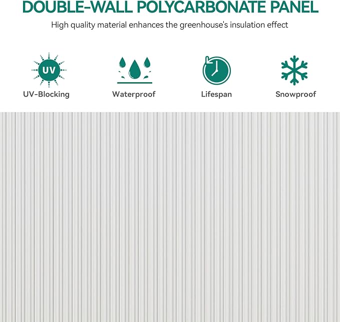 YITAHOME 6x6FT Polycarbonate Greenhouse Heavy Duty Green Houses Outdoor Greenhouses Aluminum Sliding Doors Vent Window Large Sun House for Garden Backyard, Silver