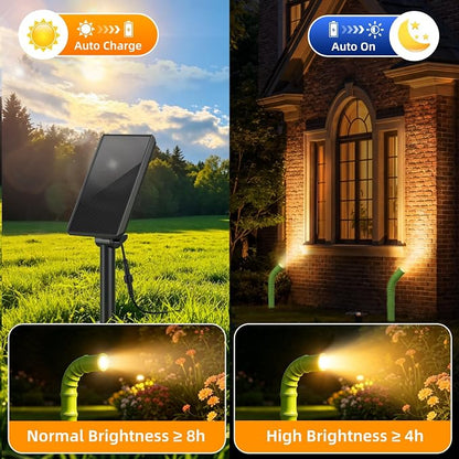 Solar Garden Lights, Solar Pathway Lights Outdoor 4 Pack, 3500K Warm LED Solar Lights Outdoor Waterproof with Split Design Flexible Bend Bamboo Stakes for Yard Lawn Patio Decor Outside