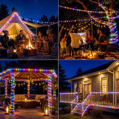 Vigdur 33FT Solar Rope Lights Outdoor - 100 LEDs 18 Color Changing LED Rope Lights Waterproof with Remote & Timer & 8 Lighting Modes, Outdoor Trampoline Lights for Xmas Garden Fence Tree Party