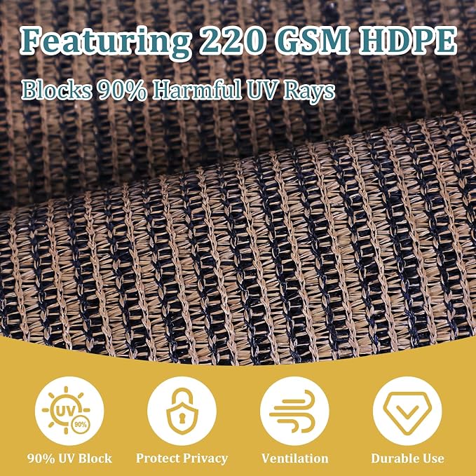 Shade&Beyond Outdoor Roller Shades with Splicing Design, 8' W x 8' H Cordless Patio Roll Up Blinds, Exterior Shade Cloth Roll for Porch, Gazebo, Pergola, Balcony, Mocha