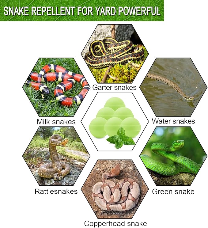 50 Pack Snake Be Gone for Yard Powerful Pet Safe,Moth Balls for Lawn Garden Camping Fishing Home to Repels Snakes and Other Pests