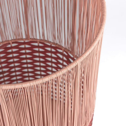 happimess HPM1101C Harper Modern 4.13-Gallon 2-Tone Faux Wicker Cylinder Waste Basket, Pink/Red for Home, Bathroom, Living Room, Office, Bedroom, Kitchen