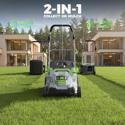 17" Cordless Lawn Mower, 40V Electric Lawnmower for Garden/Patio/Yard/Lawn | 2 x 20V 4.0Ah Battery, 17 inch Cutting Width, 6 Adjustable Height, 50L Grass Bag, Bagging Mode&Mulching Mode