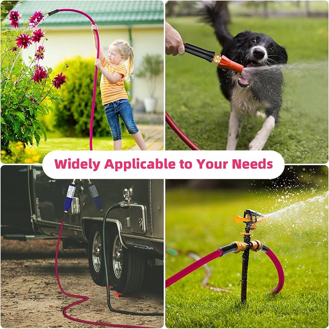 WELLUCK Short Garden Hose 3ft Heavy Duty Durable Anti Kink Flexible 5/8 in Water Leader Hose for Drinking Water Safe BPA Free, All-weather Lightweight Water Hose for Garden RV Camper Marine