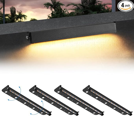 4-Packs 5W 12 Inch LED Hardscape Paver Lighting,12V AC/DC Low Voltage Retaining Wall Lights,LED Landscape Lighting,2700K Soft White Outdoor Step Light,50,000 Hours Lifespan-Black