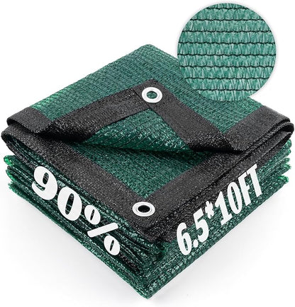 Cool Area 90% Sun Shade Cloth Mesh Tarp with Grommets for Plant Cover 6.5x10ft Patio Canopy Garden Pergola Greenhouse Car Barn Kennel Dark Green