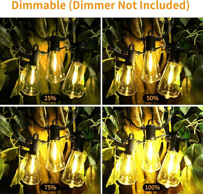 ZOTOYI Outdoor String Lights 25FT, Waterproof IP65 Patio Lights with 13 Shatterproof ST38 LED Bulbs, Outside Hanging Light Dimmable for Backyard, Bistro, Cafe, Garden 2700K Warm White