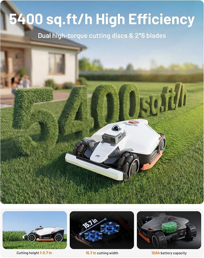 Mammotion LUBA 3 AWD 3000 Robot Lawn Mower, Perimeter Wire Free for 0.75 Acre, 360° LiDAR+NetRTK+AI Vision, All-Wheel-Drive for 80% Slopes, 30 Multi-Zone Management, Cutting Height 1.0"-2.7" | Perimeter Wire Free, AWD for 80% Slopes, 30 Multi-Zone Mana...