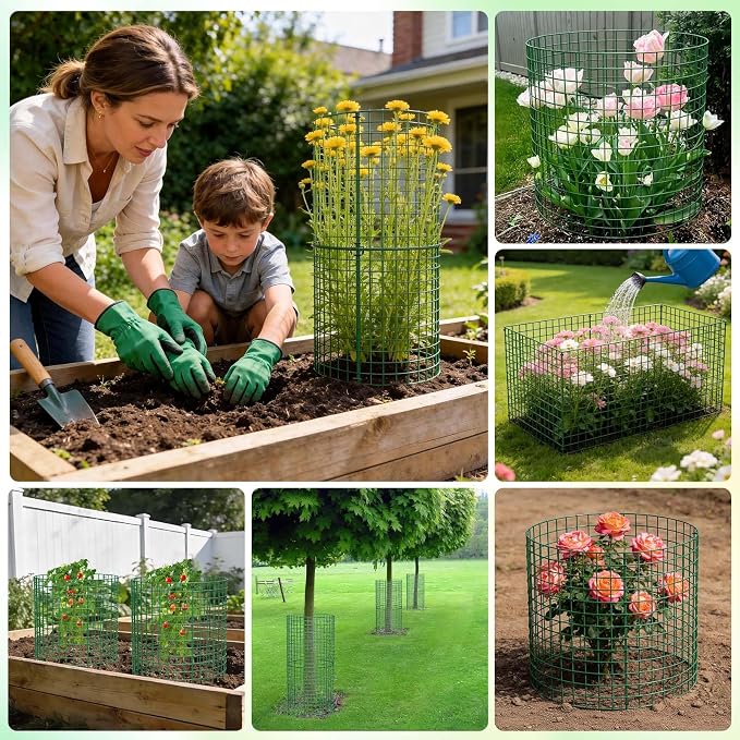 10 Pack Plant Protectors from Animals | 30PCS 13"x13" Metal Wire Mesh Garden Plant Cages for Gardening Supplies | Chicken Wire Cloche Plant Protectors for Rabbits Chickens Ducks